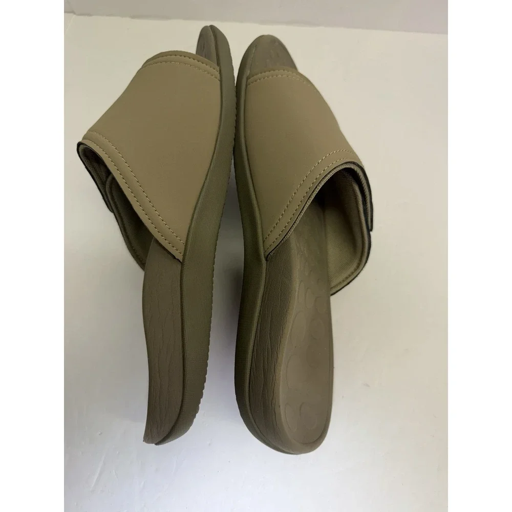 Vionic Kiwi -Men's Motion Control Orthotic Slide Sandal Camel Khaki Sz 10